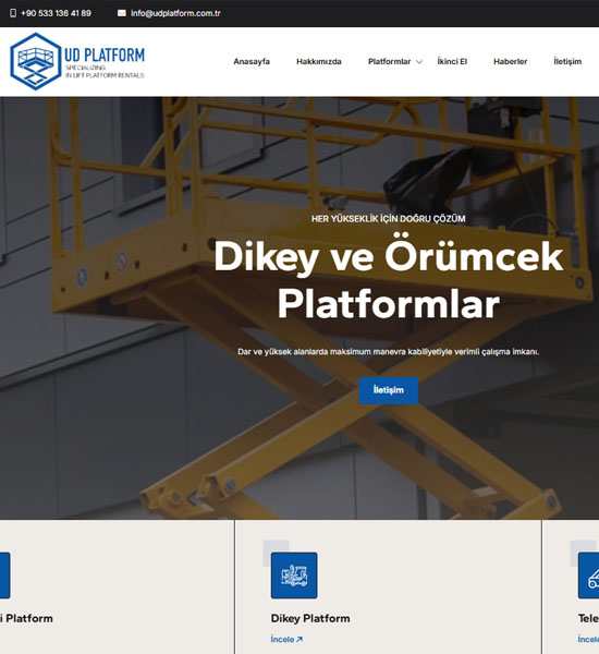 UD Platform: İnşaat ve sanayi için makaslı, eklemli, teleskopik platform kiralama çözümleri